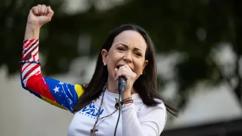 A vencedora do Prêmio Nobel da Paz, María Corina Machado, re