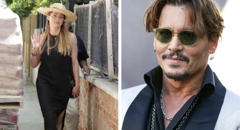 Amber Heard se pronuncia enquanto seu ex, Johnny Depp, chega