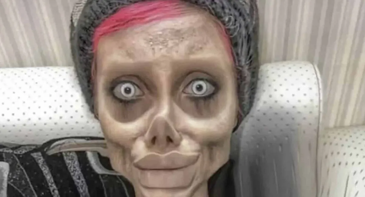“Angelina Jolie zumbi” revela rosto verdadeiro após deixar a