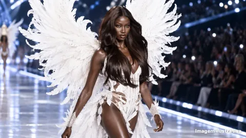 Anok Yai, chamada de feia na escola, desfila com asas no Victoria’s Secret 2026