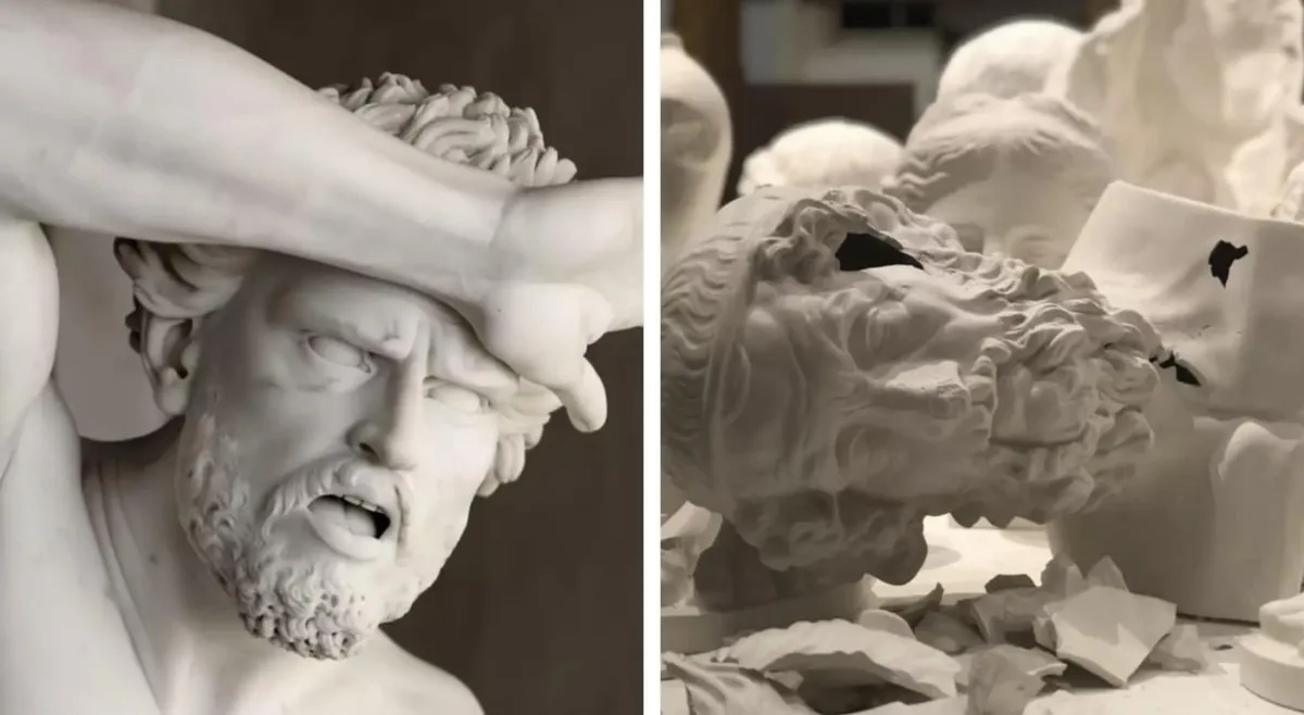 Busto de mármore comprado por $ 6 e usado como batente de po