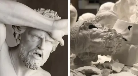 Busto de mármore comprado por $ 6 e usado como batente de po
