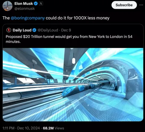 Elon Musk tem uma solução alternativa para túnel de $ 20.000