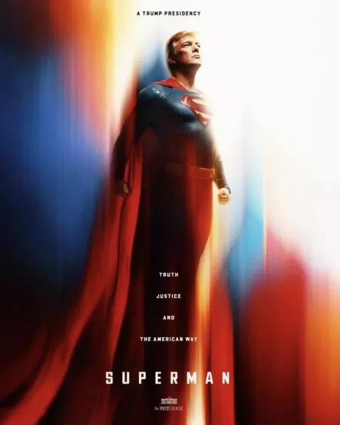 Foto bizarra de Trump como Superman compartilhada pela Casa 