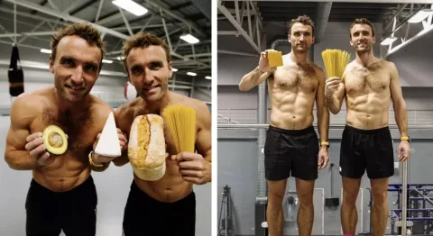Gêmeos idênticos que seguiram dietas separadas, uma com carb