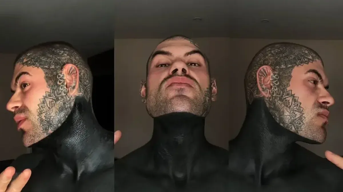 Homem com tatuagens blackout revela o que gostaria de ter sa