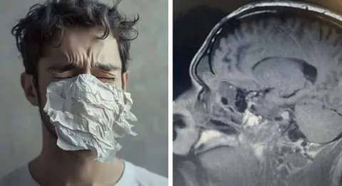 Homem que achava estar com nariz escorrendo, na verdade, tin