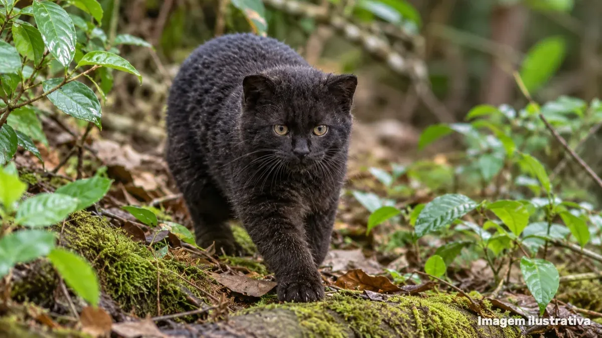 Kodkod negro, um dos menores felinos do mundo, foi fotografa