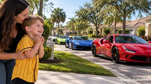 Mãe pede carro esportivo para aniversário do filho e recebe desfile na Flórida