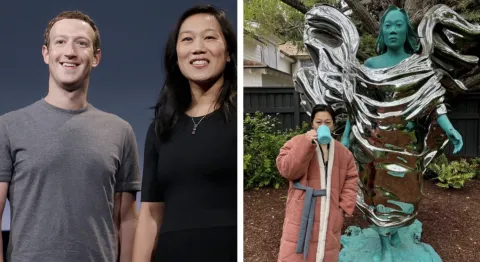 Mark Zuckerberg instala uma estátua gigante de sua esposa em