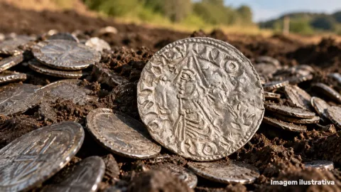 Moeda rara de rei viking é encontrada em tesouro com 5.550 p