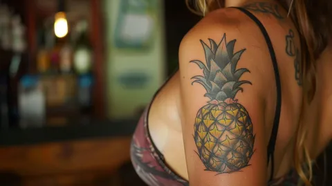 Mulher diz que tatuagem de abacaxi de cabeça para baixo foi um grande erro após descobrir seu significado