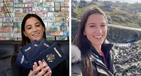 Mulher que é a pessoa mais jovem a visitar todos os países r