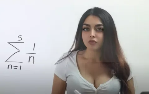 Mulher que ensina aprendizado de máquina e cálculo em site a