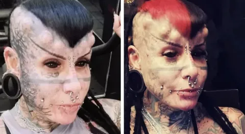Mulher que tem o corpo inteiro coberto por tatuagens para se tornar uma ‘vampira’ emite um alerta para os outros