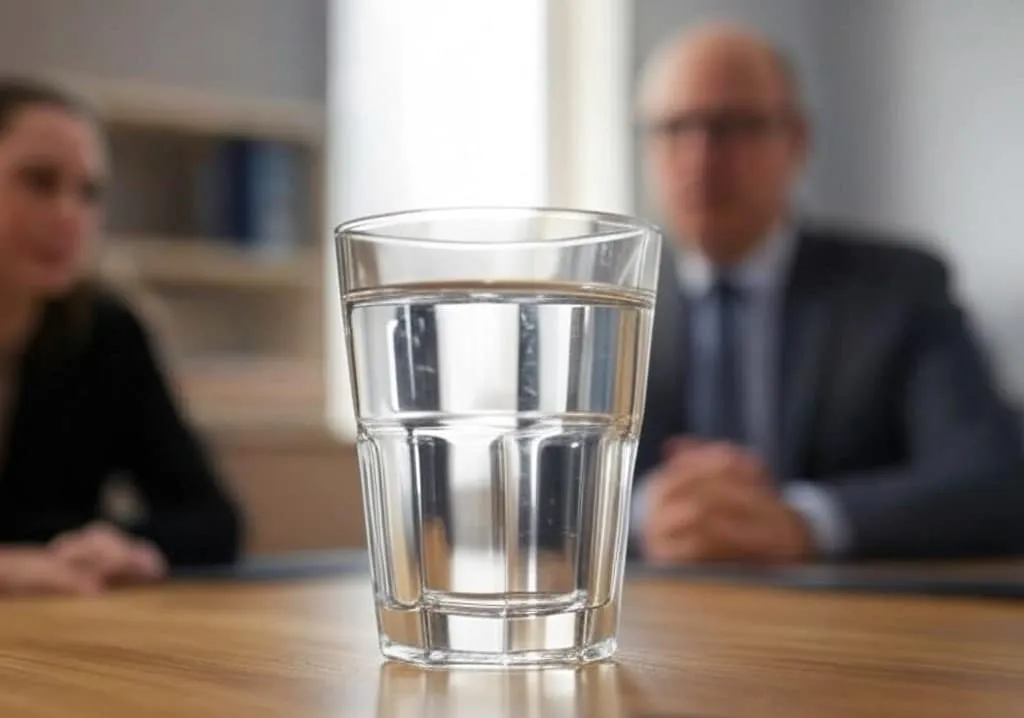 O que significa aceitar um copo de água em uma entrevista de