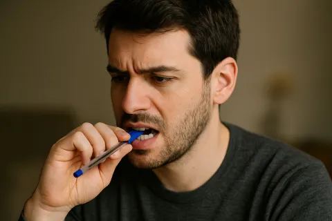 O que significa quando uma pessoa roe canetas?