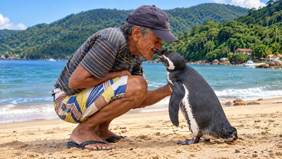 Pinguim resgatado por brasileiro voltou por anos à praia ond