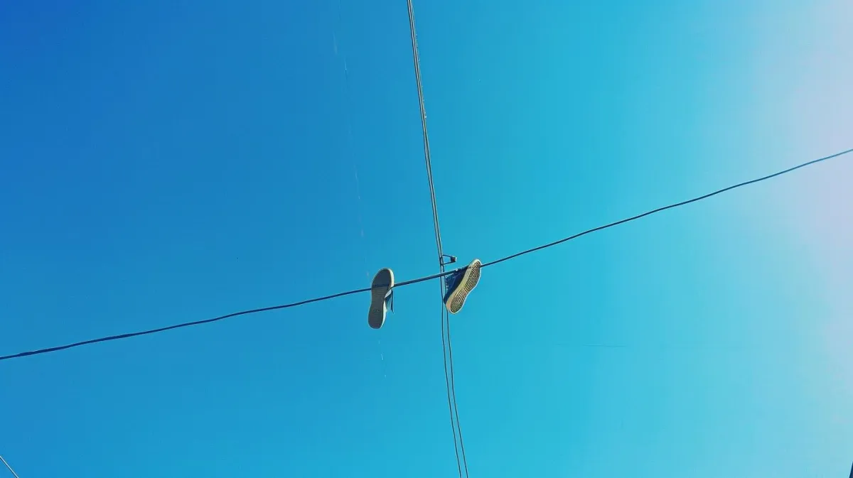 Por que alguns fios de energia têm sapatos pendurados?