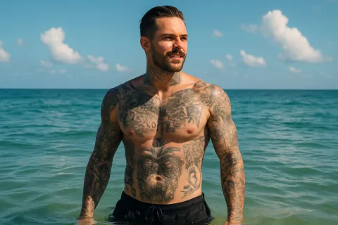 Por que você nunca deve nadar após fazer tatuagem? Homem de 