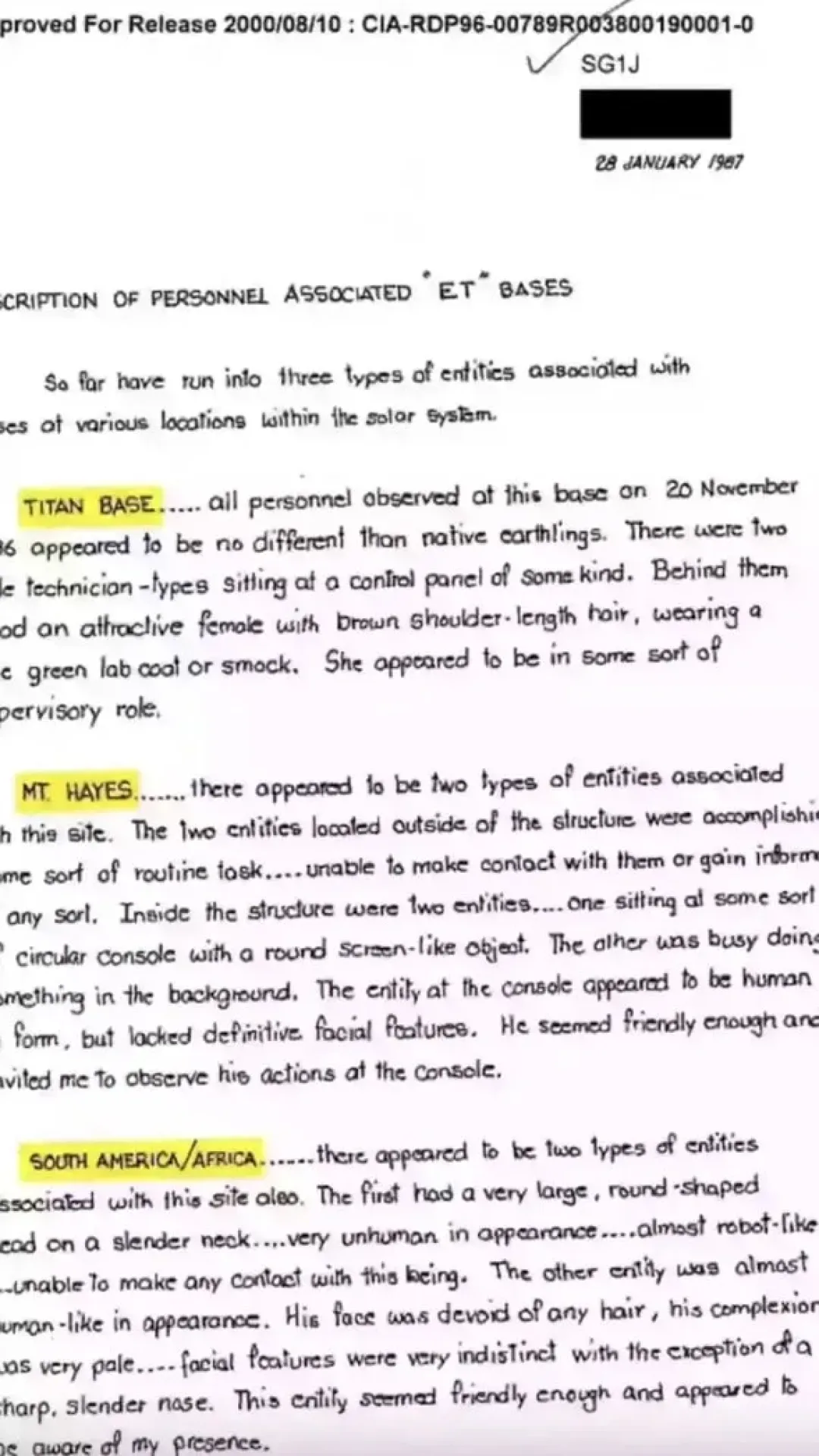 Documentos secretos da CIA que vieram à tona revelam detalhes de “duas supostas bases alienígenas” escondidas na Terra