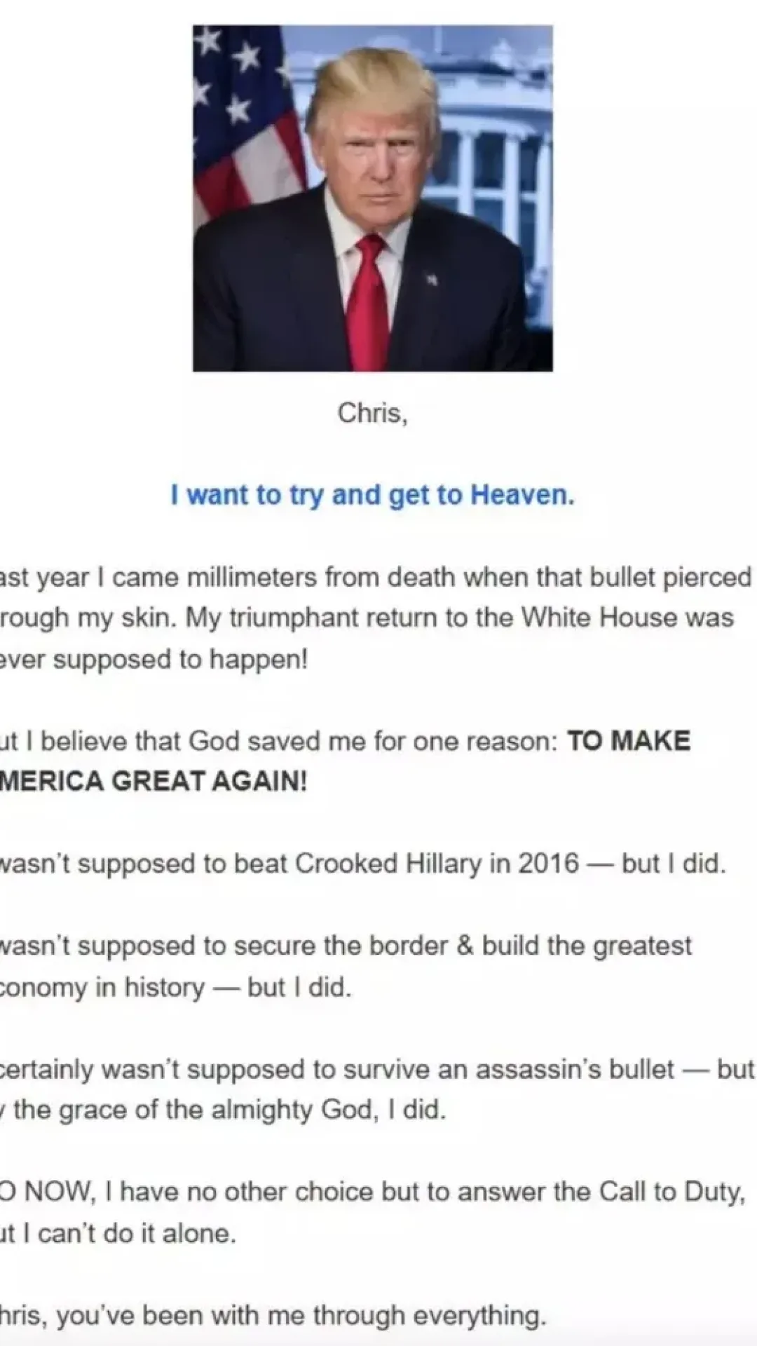 Donald Trump pede a apoiadores que doem $ 15 para “levá-lo ao céu”