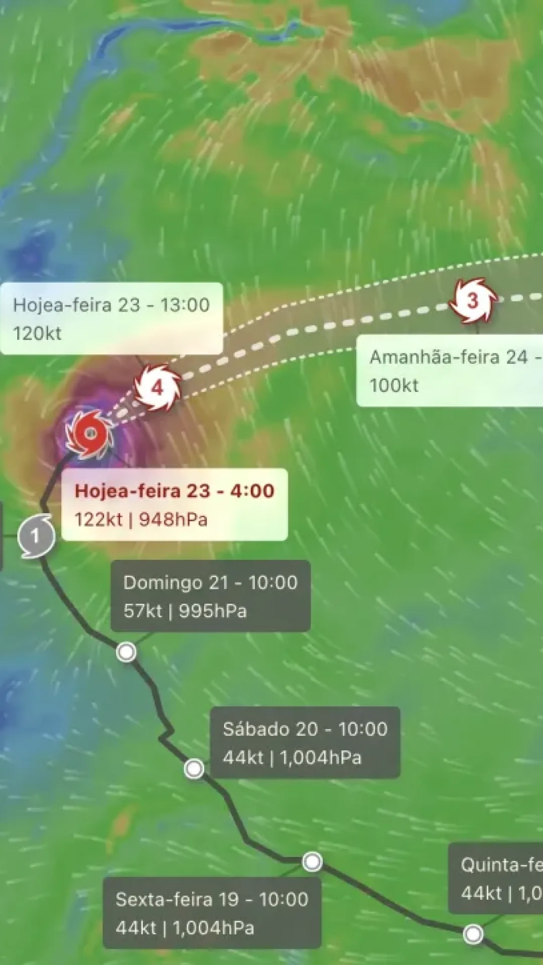 Furacão Gabrielle se intensifica rapidamente, enquanto trajetória da tempestade é revelada