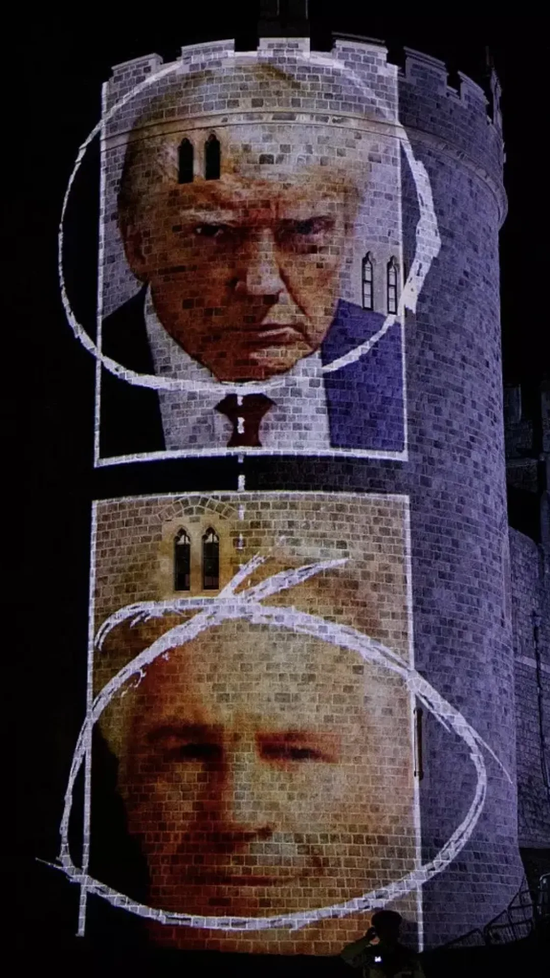 Quatro pessoas são presas após imagens gigantes de Epstein e Trump serem projetadas no Castelo de Windsor enquanto o presidente chega ao Reino Unido