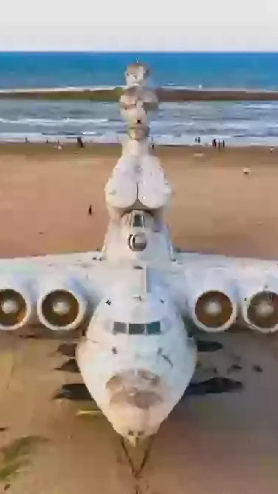 Um dos aviões mais incomuns do mundo, maior que um Boeing 747, está abandonado em uma praia