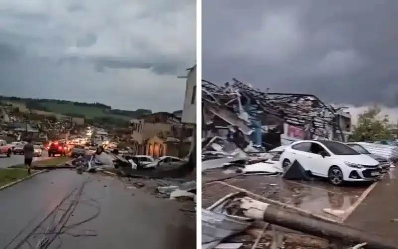 Tornado destrói cidade no Paraná. 60% da cidade sofreu danos