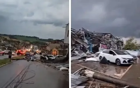 Tornado destrói cidade no Paraná. 60% da cidade sofreu danos