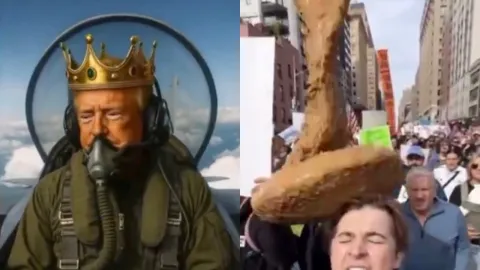 Trump divulga vídeo em IA onde joga fezes em manifestantes e