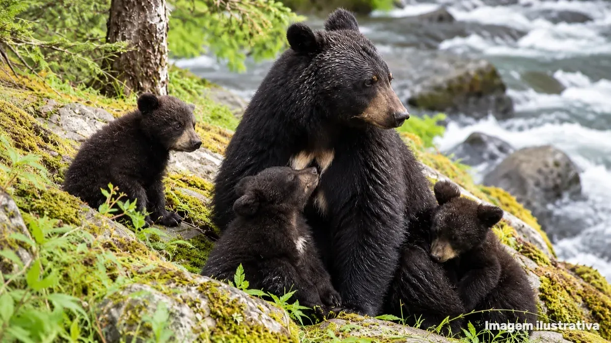Ursa-negra recebe prêmio no Alasca após proteger seus filhot